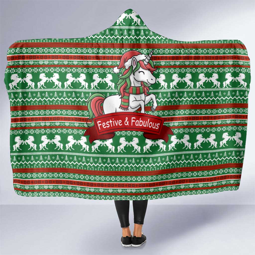 Unicorn Festive Fabulous Christmas Hooded Blanket Xmas Holiday Patterns - Wonder Print Shop