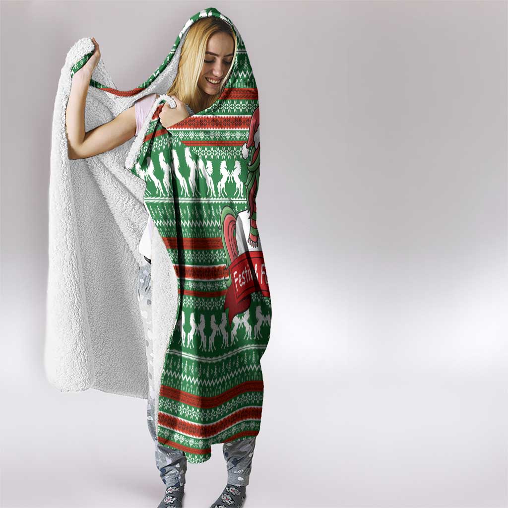 Unicorn Festive Fabulous Christmas Hooded Blanket Xmas Holiday Patterns - Wonder Print Shop