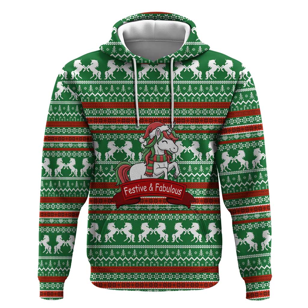 Unicorn Festive Fabulous Christmas Hoodie Xmas Holiday Patterns - Wonder Print Shop