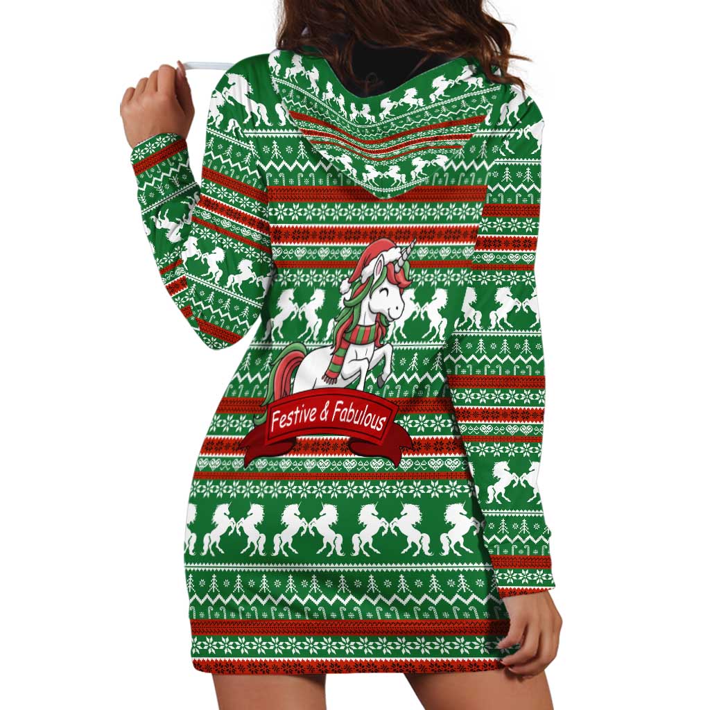 Unicorn Festive Fabulous Christmas Hoodie Dress Xmas Holiday Patterns - Wonder Print Shop