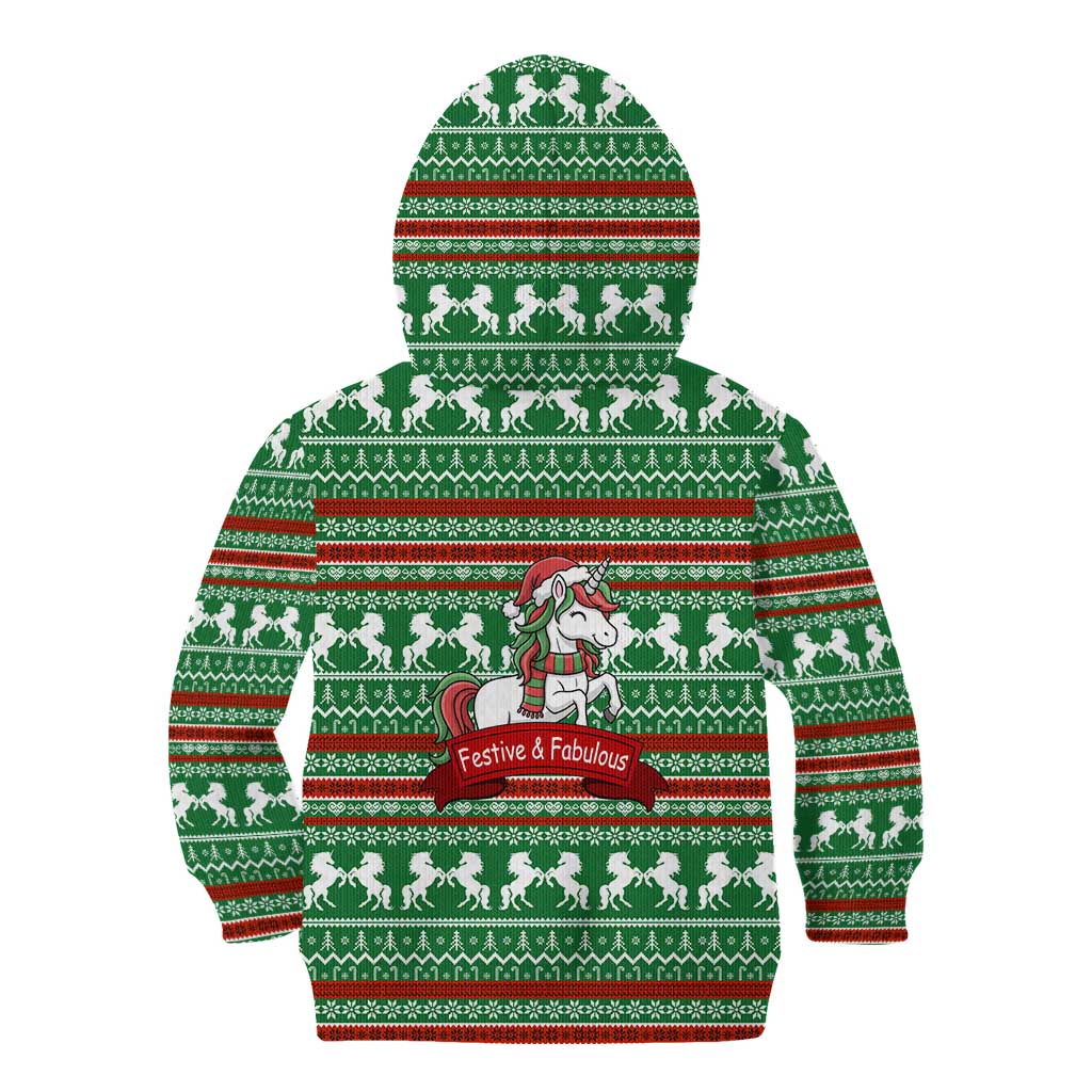 Unicorn Festive Fabulous Christmas Kid Hoodie Xmas Holiday Patterns - Wonder Print Shop