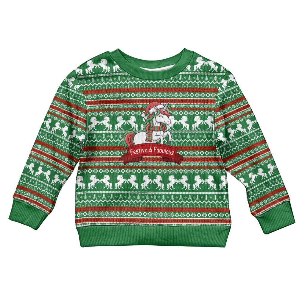 Unicorn Festive Fabulous Christmas Kid Ugly Christmas Sweater Xmas Holiday Patterns - Wonder Print Shop