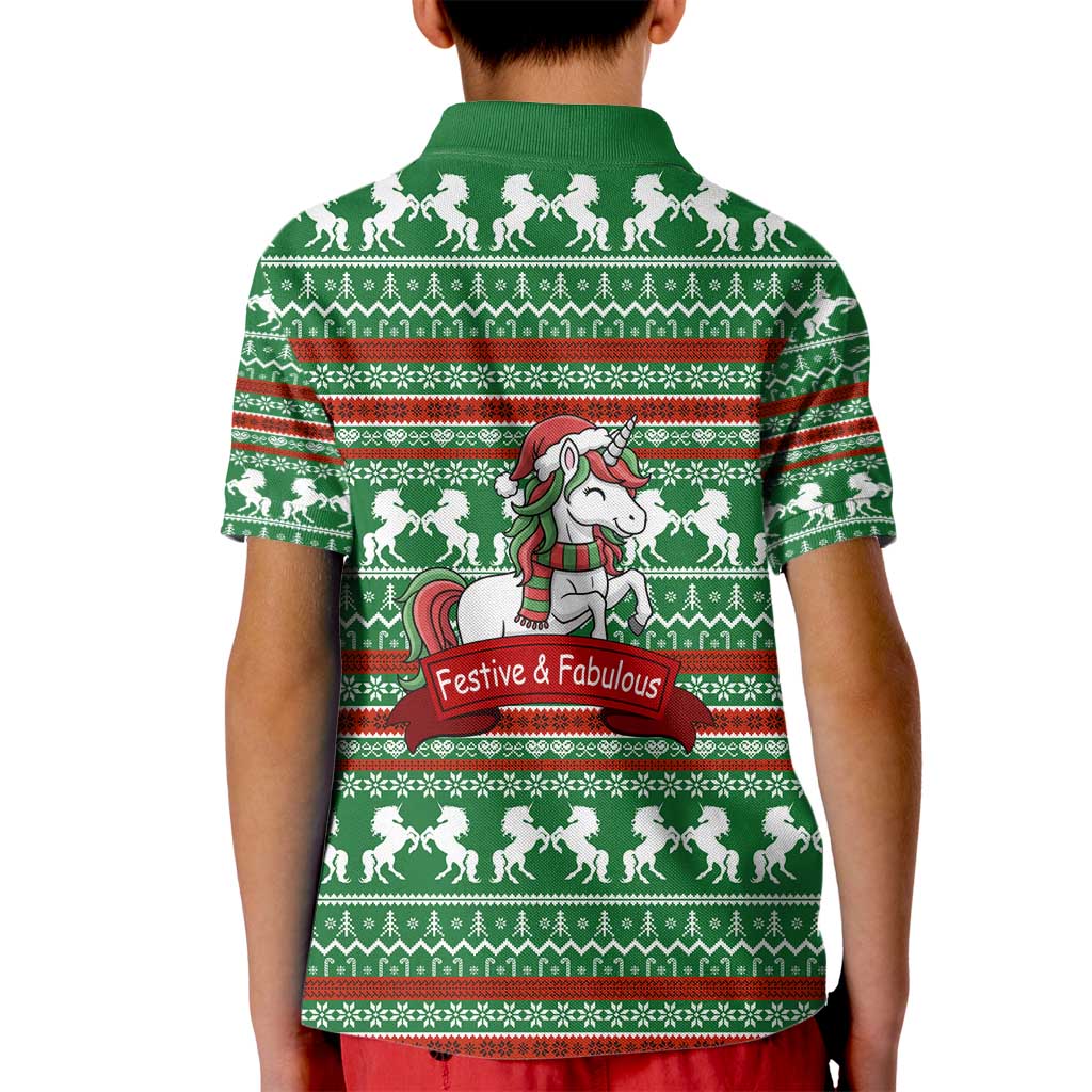 Unicorn Festive Fabulous Christmas Kid Polo Shirt Xmas Holiday Patterns - Wonder Print Shop