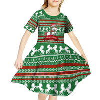 Unicorn Festive Fabulous Christmas Kid Short Sleeve Dress Xmas Holiday Patterns - Wonder Print Shop