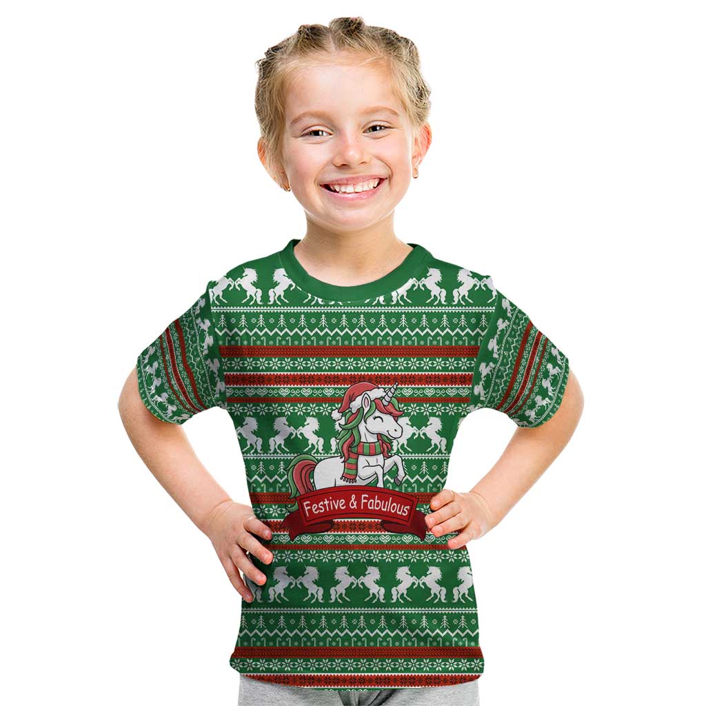 Unicorn Festive Fabulous Christmas Kid T Shirt Xmas Holiday Patterns - Wonder Print Shop