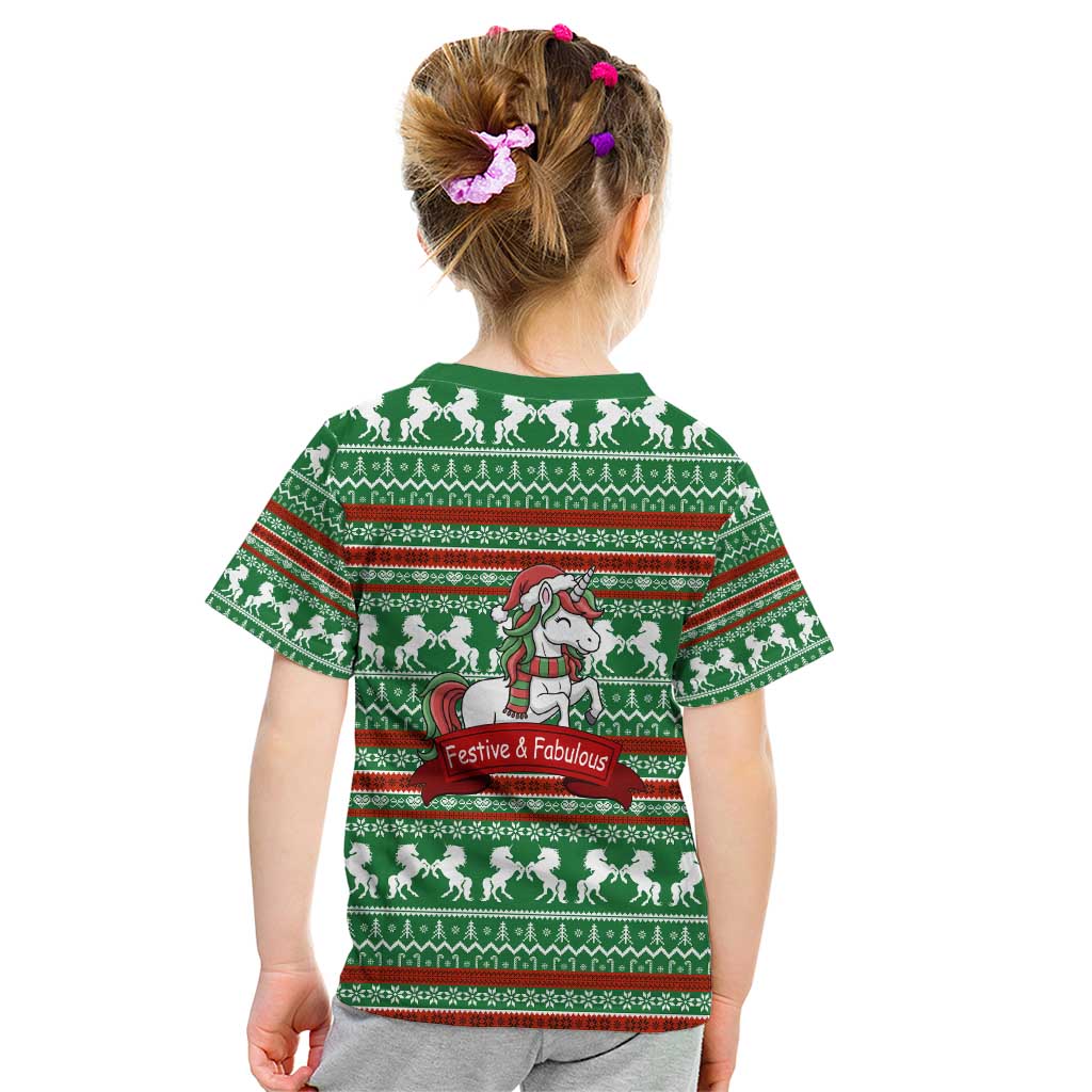 Unicorn Festive Fabulous Christmas Kid T Shirt Xmas Holiday Patterns - Wonder Print Shop