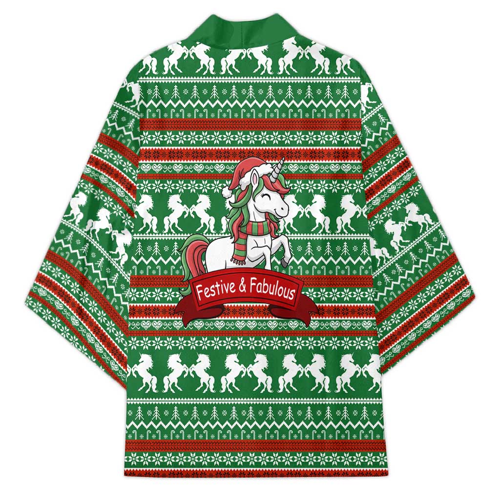 Unicorn Festive Fabulous Christmas Kimono Xmas Holiday Patterns - Wonder Print Shop