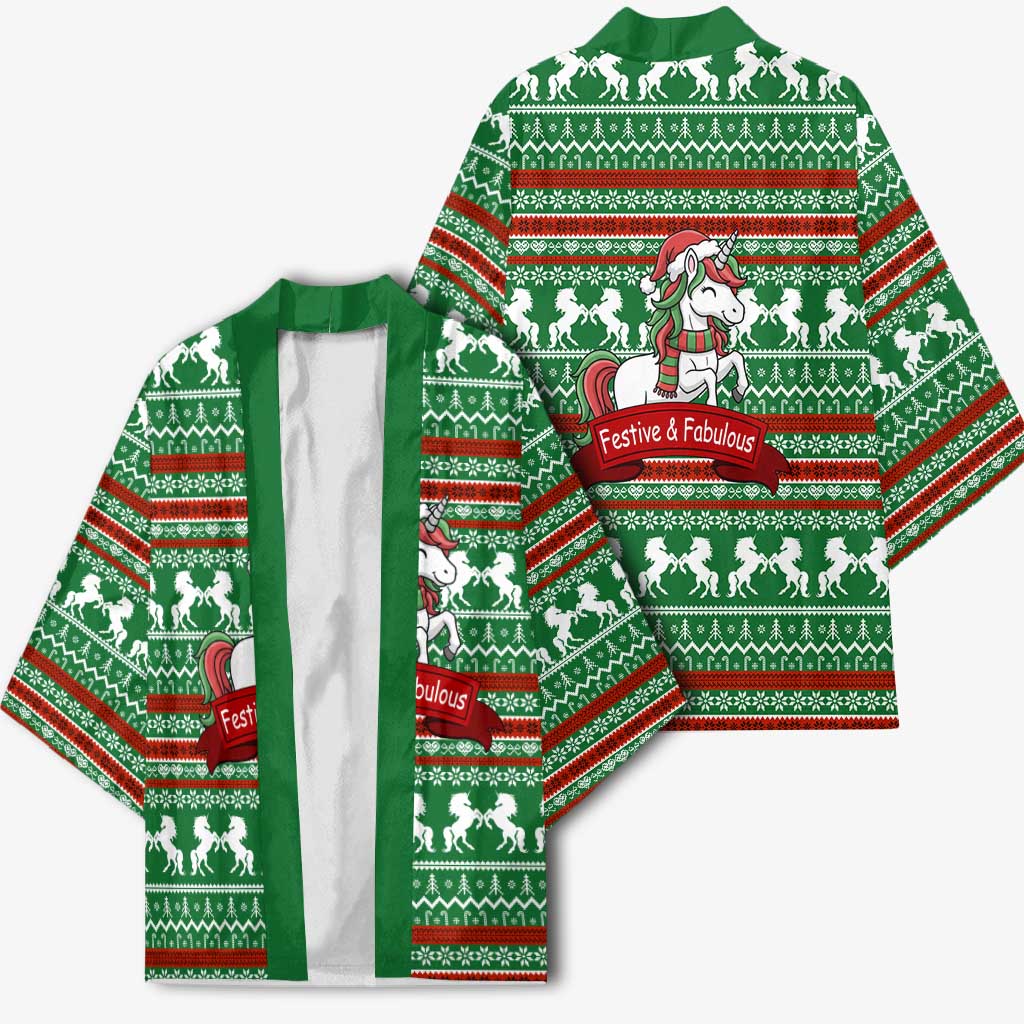 Unicorn Festive Fabulous Christmas Kimono Xmas Holiday Patterns - Wonder Print Shop