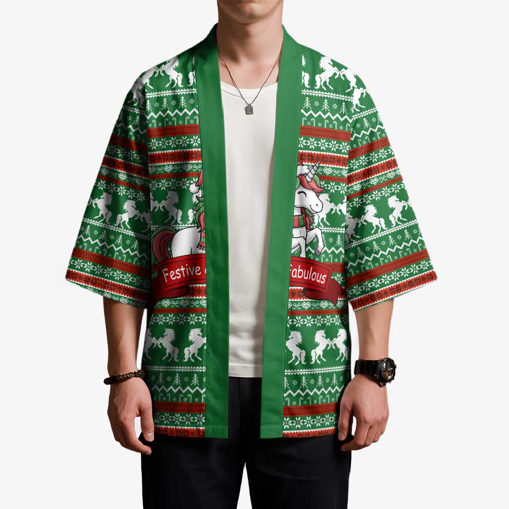 Unicorn Festive Fabulous Christmas Kimono Xmas Holiday Patterns - Wonder Print Shop