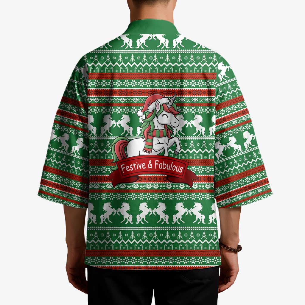 Unicorn Festive Fabulous Christmas Kimono Xmas Holiday Patterns - Wonder Print Shop
