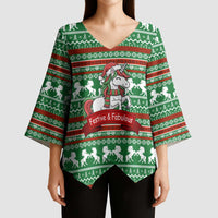 Unicorn Festive Fabulous Christmas Kimono Sleeve Blouse Xmas Holiday Patterns - Wonder Print Shop
