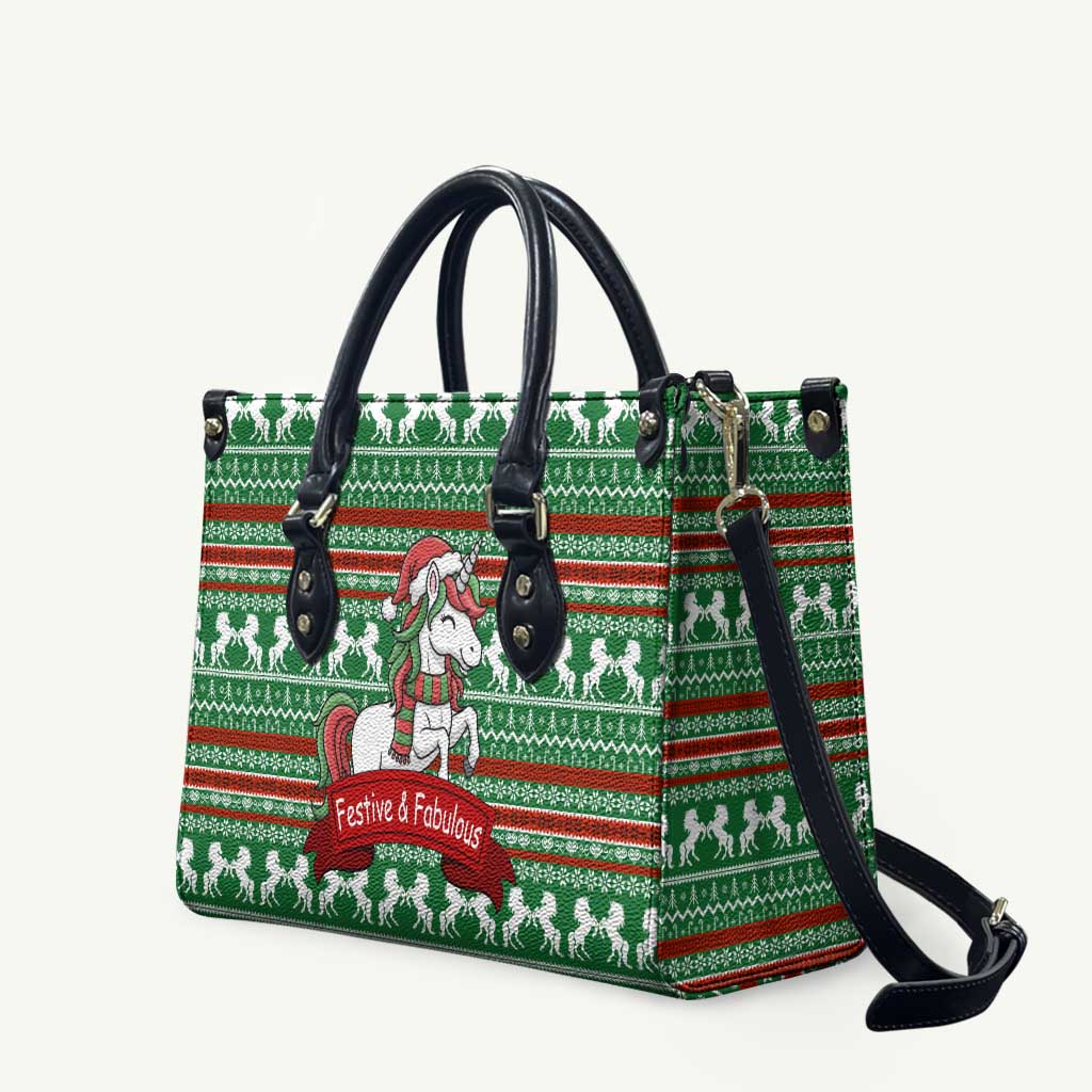 Unicorn Festive Fabulous Christmas Leather Bag Xmas Holiday Patterns - Wonder Print Shop