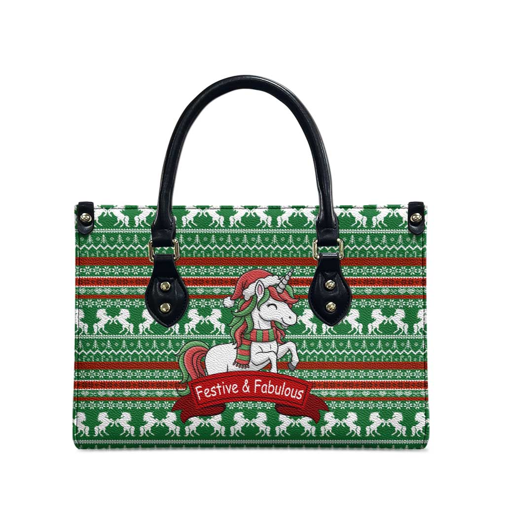 Unicorn Festive Fabulous Christmas Leather Bag Xmas Holiday Patterns - Wonder Print Shop