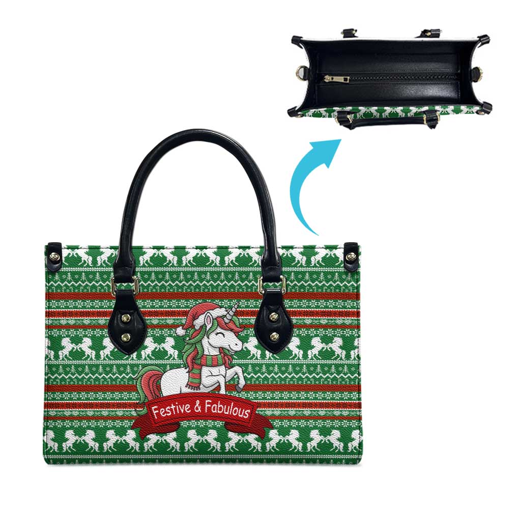 Unicorn Festive Fabulous Christmas Leather Bag Xmas Holiday Patterns - Wonder Print Shop