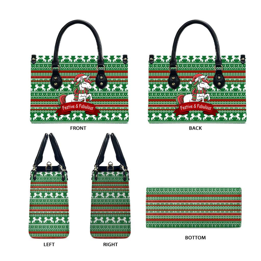 Unicorn Festive Fabulous Christmas Leather Bag Xmas Holiday Patterns - Wonder Print Shop