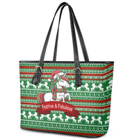 Unicorn Festive Fabulous Christmas Leather Tote Bag Xmas Holiday Patterns - Wonder Print Shop