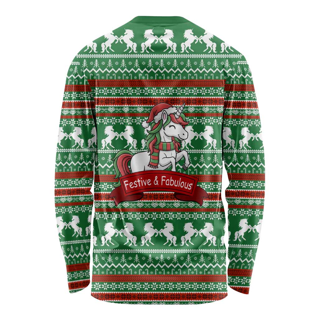 Unicorn Festive Fabulous Christmas Long Sleeve Shirt Xmas Holiday Patterns - Wonder Print Shop
