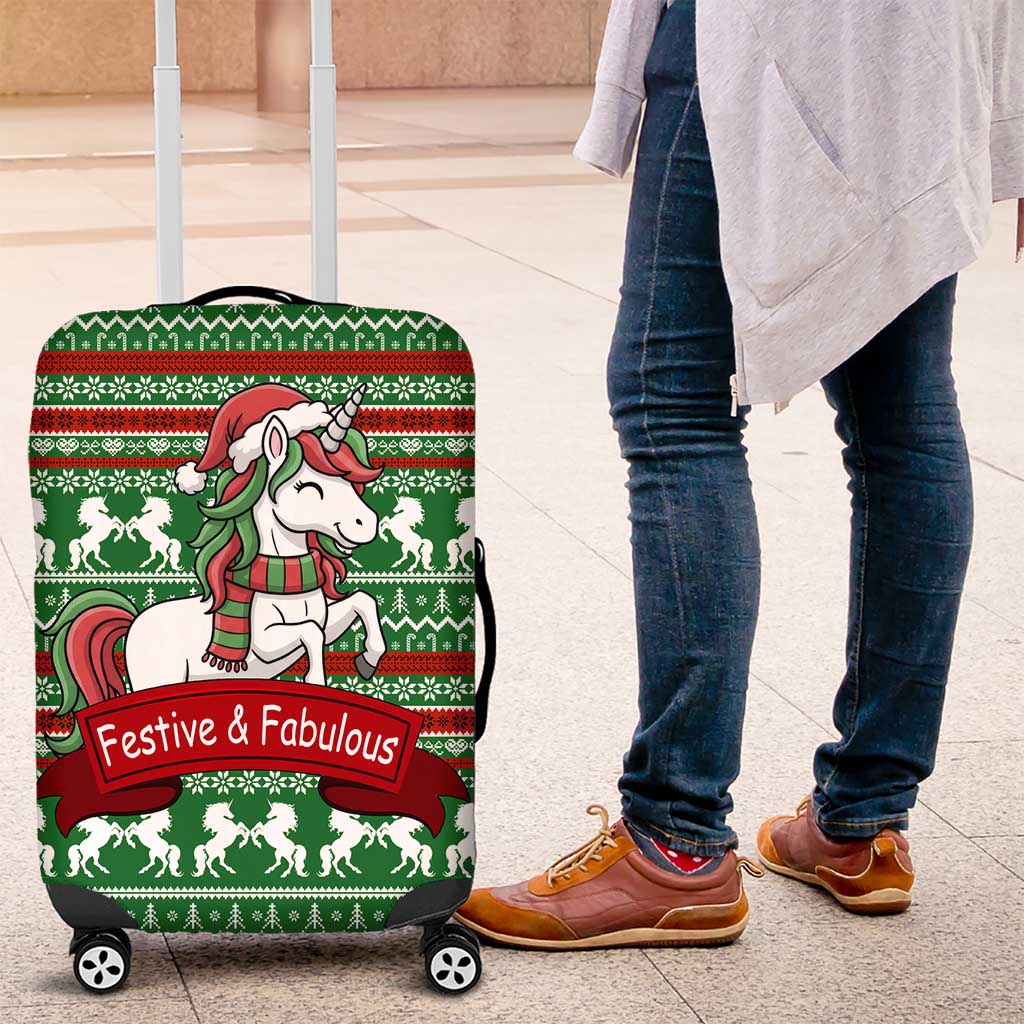 Unicorn Festive Fabulous Christmas Luggage Cover Xmas Holiday Patterns - Wonder Print Shop