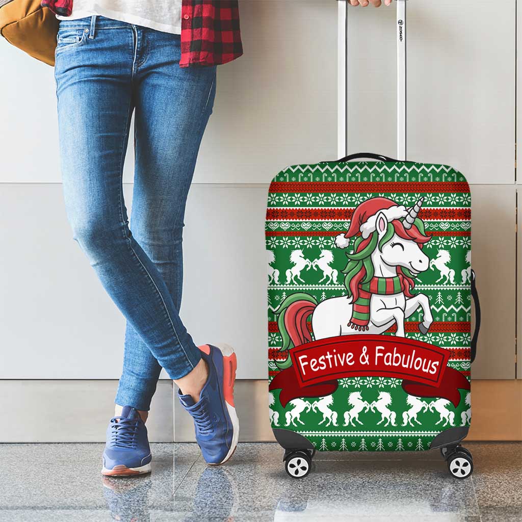 Unicorn Festive Fabulous Christmas Luggage Cover Xmas Holiday Patterns - Wonder Print Shop