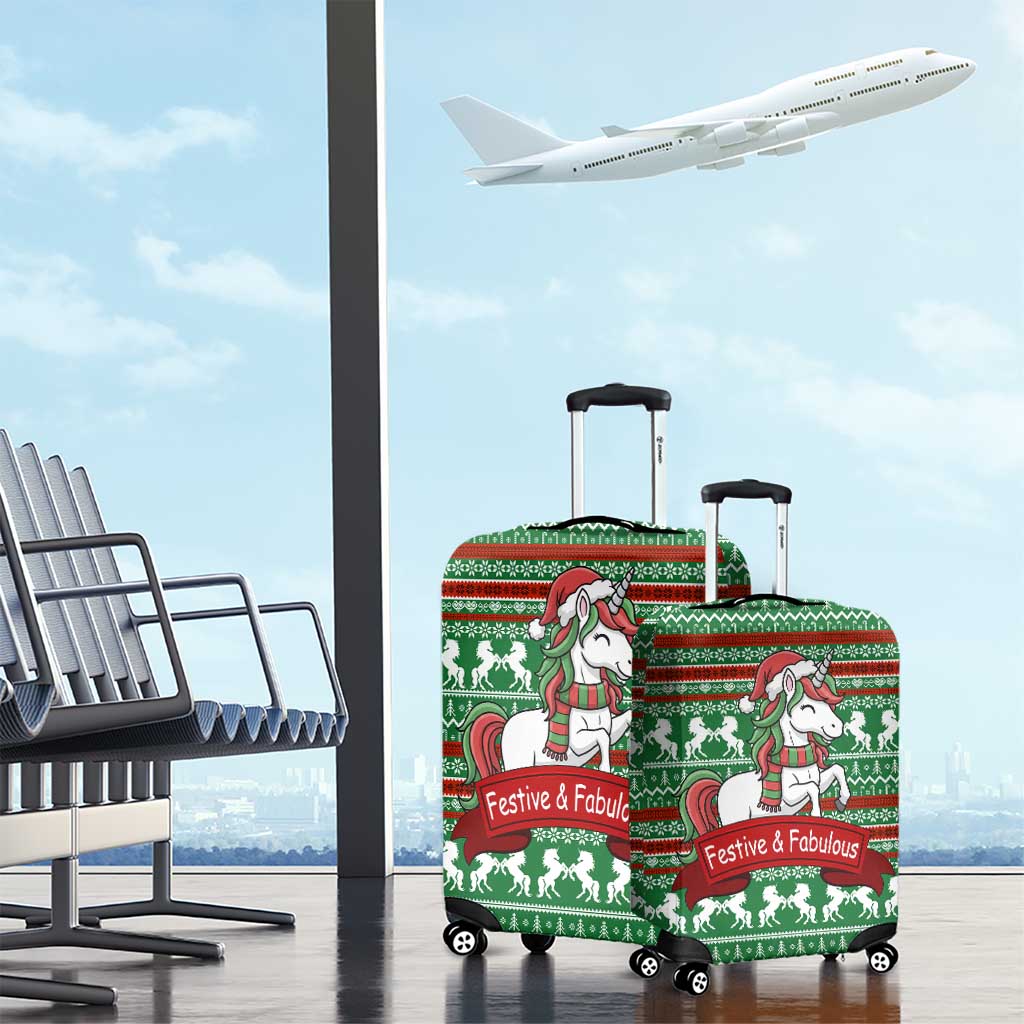 Unicorn Festive Fabulous Christmas Luggage Cover Xmas Holiday Patterns - Wonder Print Shop