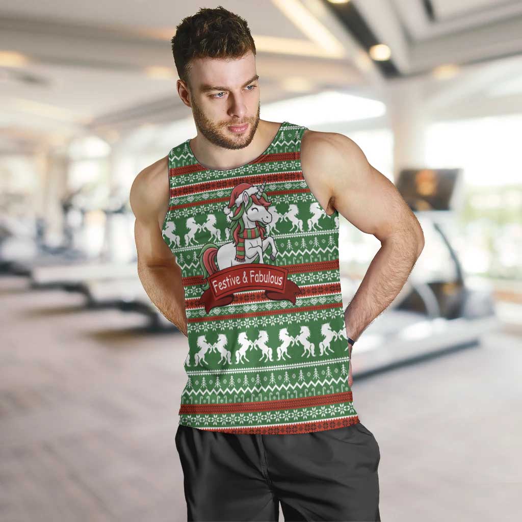 Unicorn Festive Fabulous Christmas Men Tank Top Xmas Holiday Patterns - Wonder Print Shop