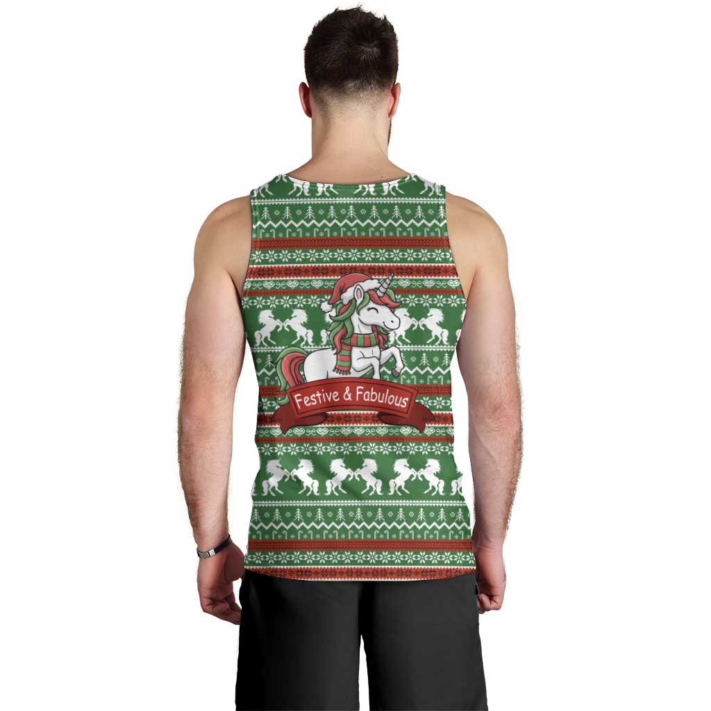 Unicorn Festive Fabulous Christmas Men Tank Top Xmas Holiday Patterns - Wonder Print Shop