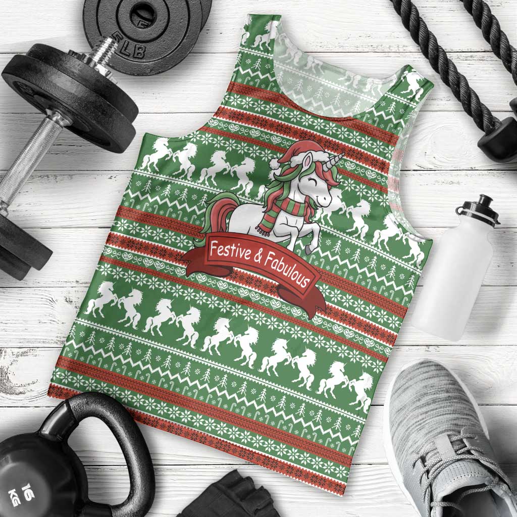 Unicorn Festive Fabulous Christmas Men Tank Top Xmas Holiday Patterns - Wonder Print Shop