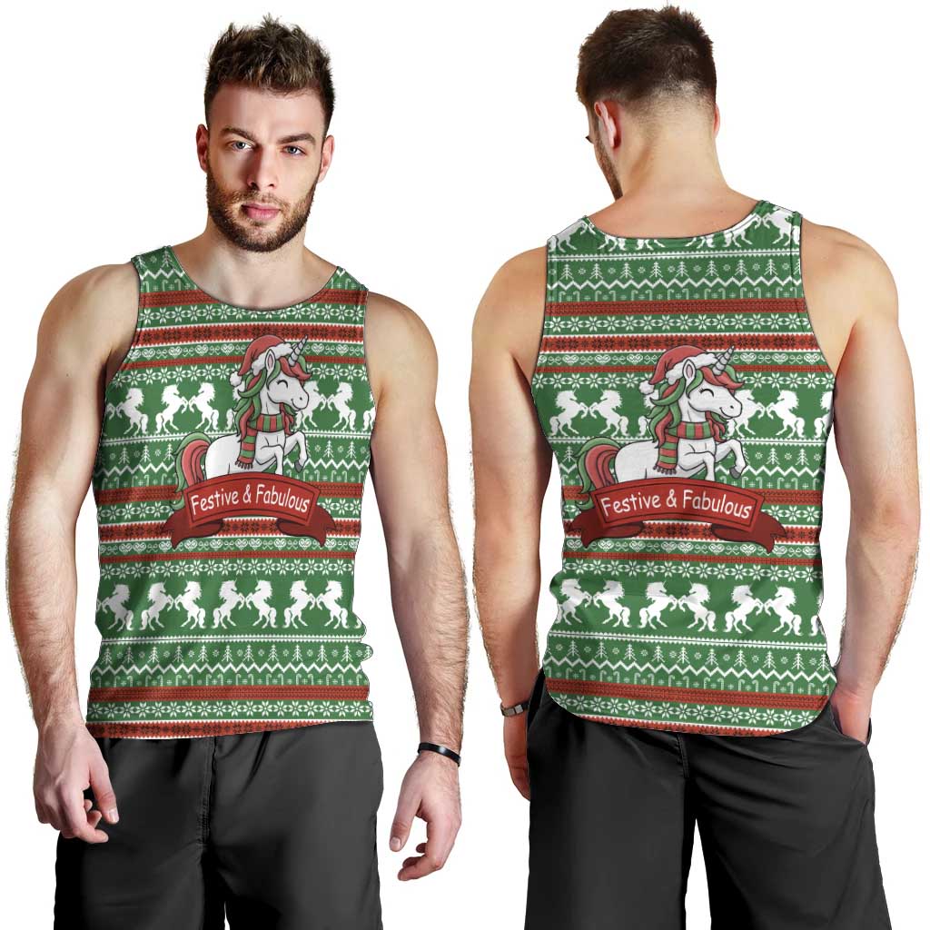 Unicorn Festive Fabulous Christmas Men Tank Top Xmas Holiday Patterns - Wonder Print Shop