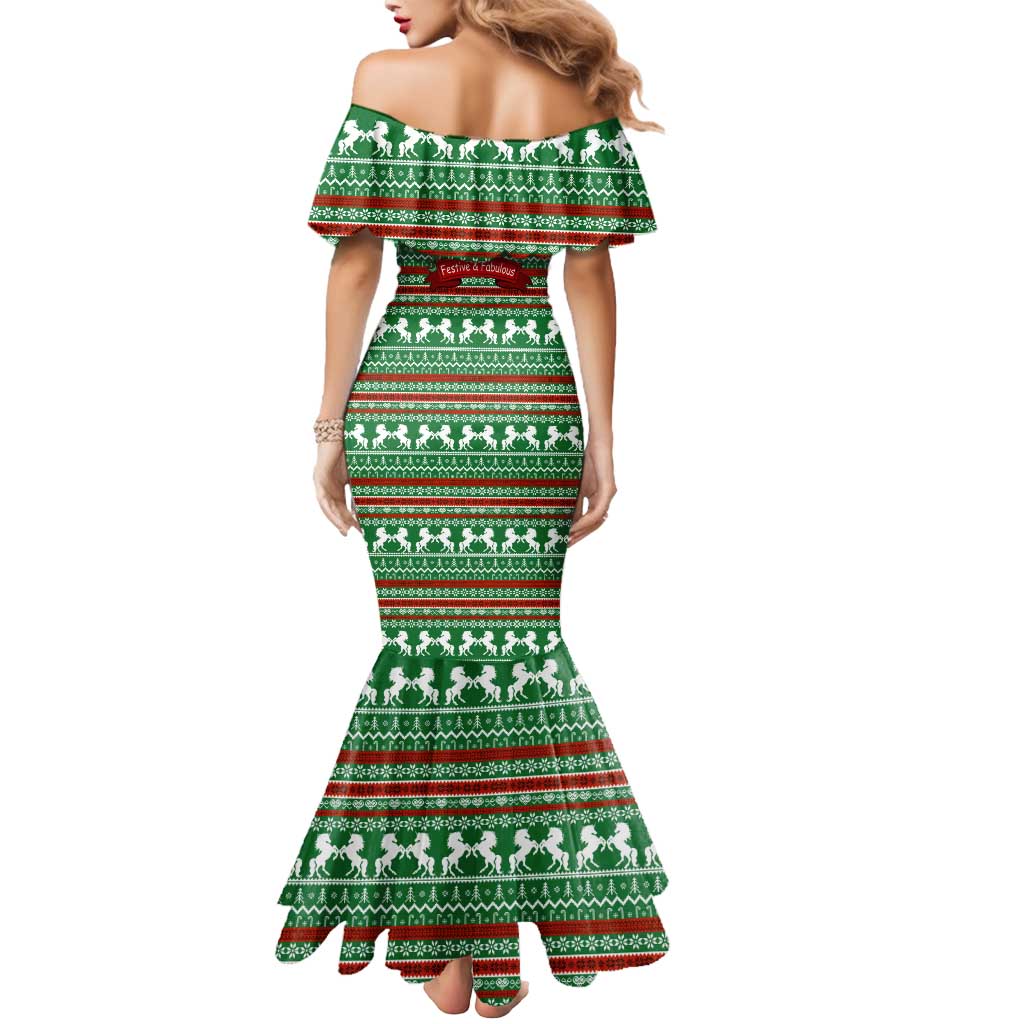Unicorn Festive Fabulous Christmas Mermaid Dress Xmas Holiday Patterns - Wonder Print Shop