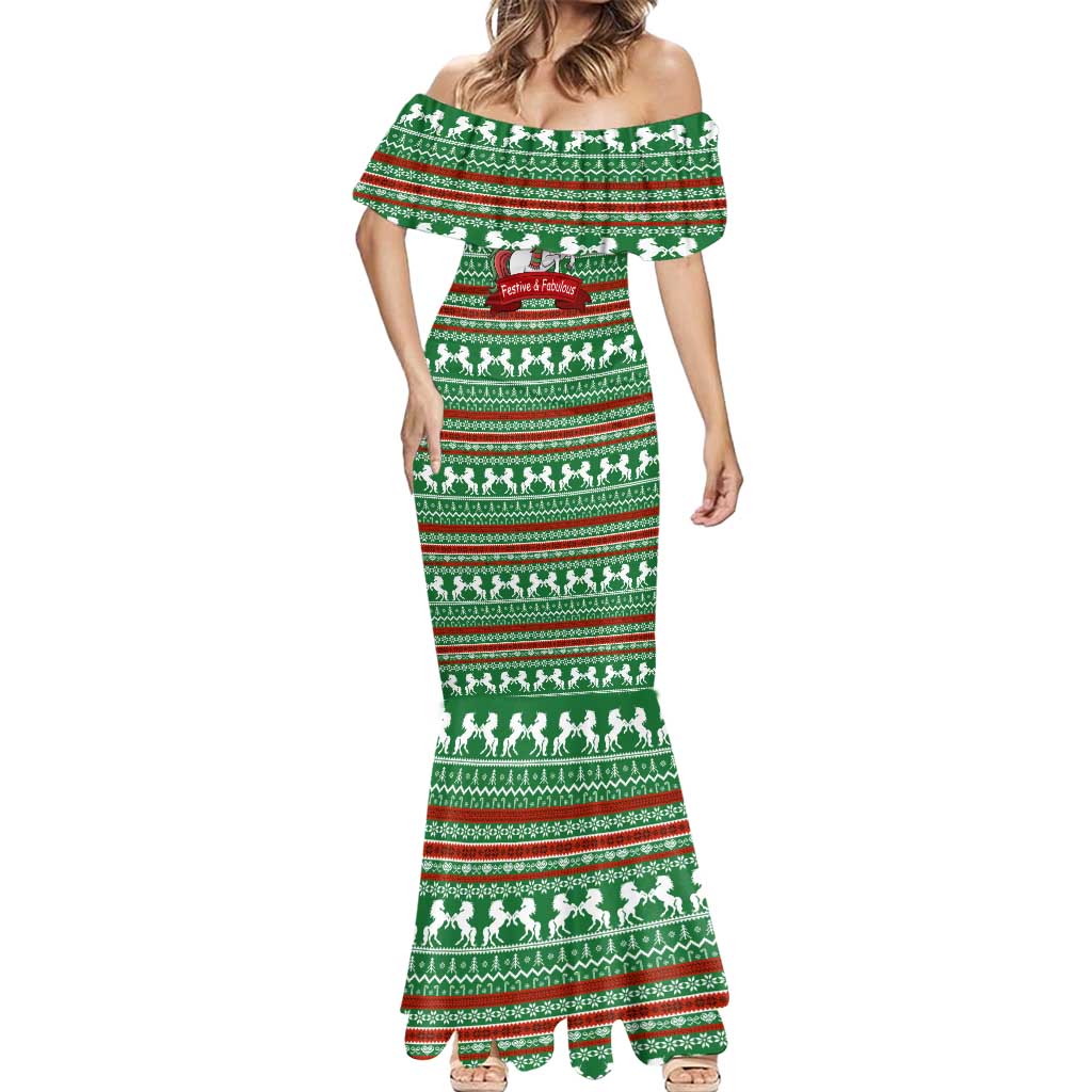 Unicorn Festive Fabulous Christmas Mermaid Dress Xmas Holiday Patterns - Wonder Print Shop