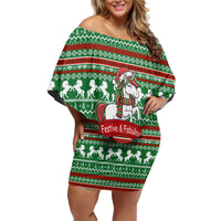 Unicorn Festive Fabulous Christmas Off Shoulder Short Dress Xmas Holiday Patterns - Wonder Print Shop
