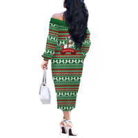 Unicorn Festive Fabulous Christmas Off The Shoulder Long Sleeve Dress Xmas Holiday Patterns - Wonder Print Shop