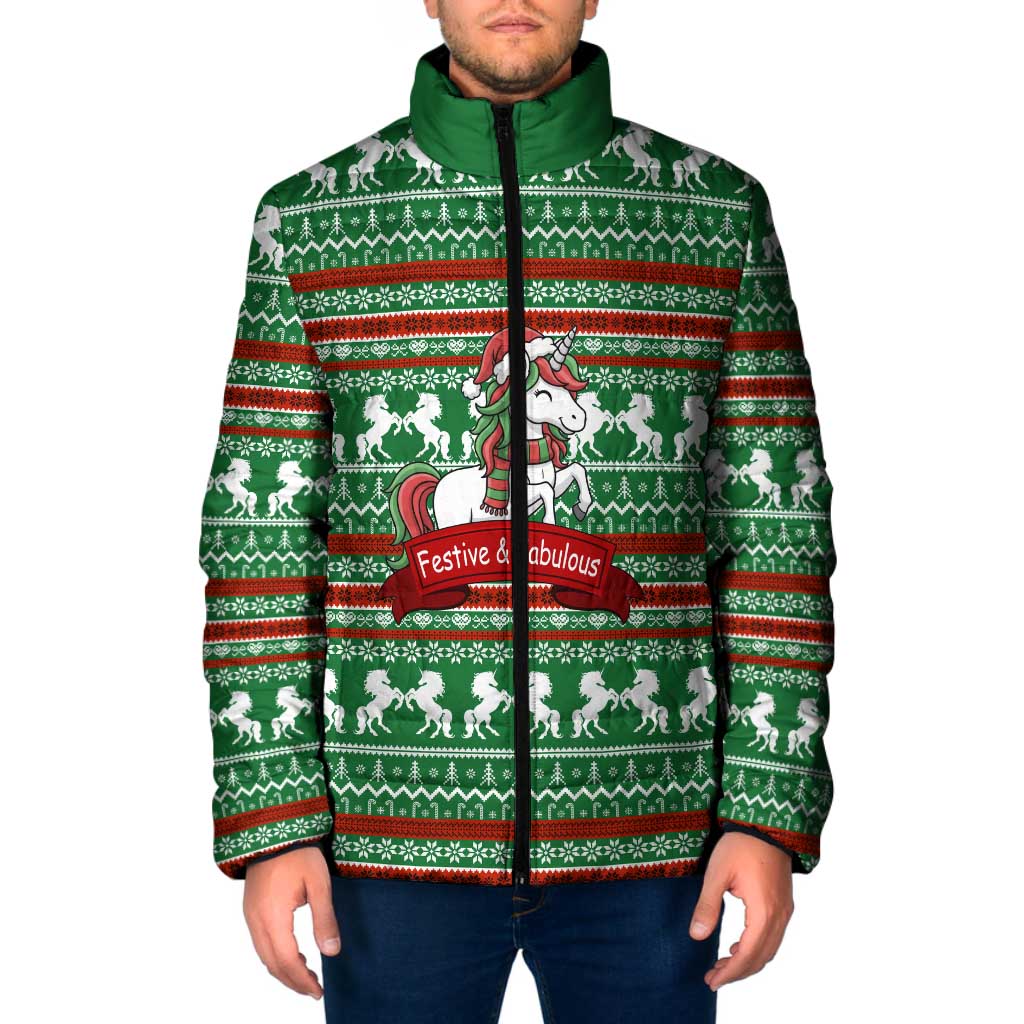 Unicorn Festive Fabulous Christmas Padded Jacket Xmas Holiday Patterns - Wonder Print Shop