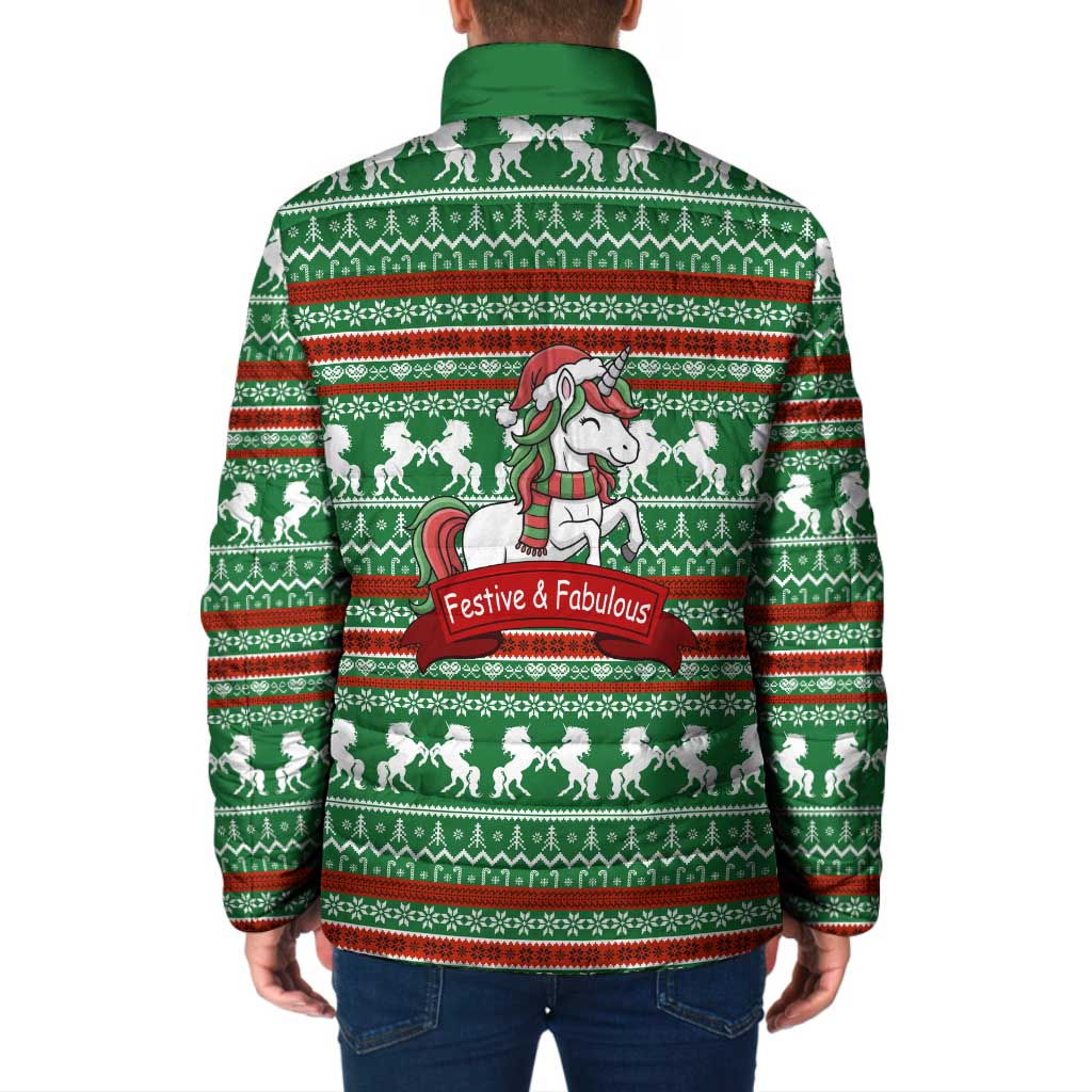Unicorn Festive Fabulous Christmas Padded Jacket Xmas Holiday Patterns - Wonder Print Shop