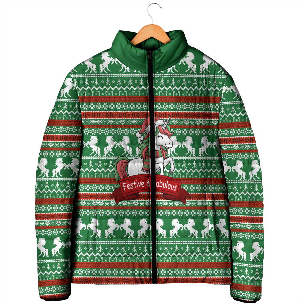 Unicorn Festive Fabulous Christmas Padded Jacket Xmas Holiday Patterns - Wonder Print Shop