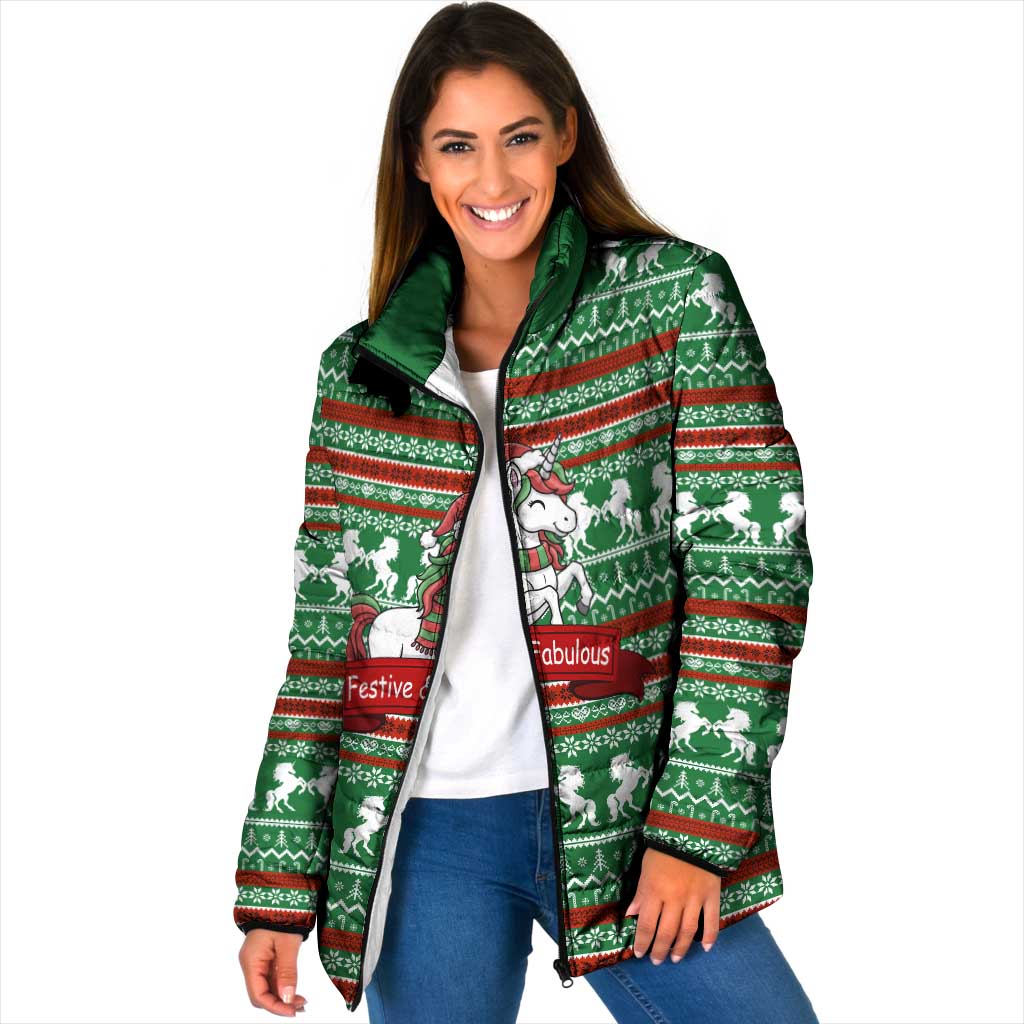 Unicorn Festive Fabulous Christmas Padded Jacket Xmas Holiday Patterns - Wonder Print Shop
