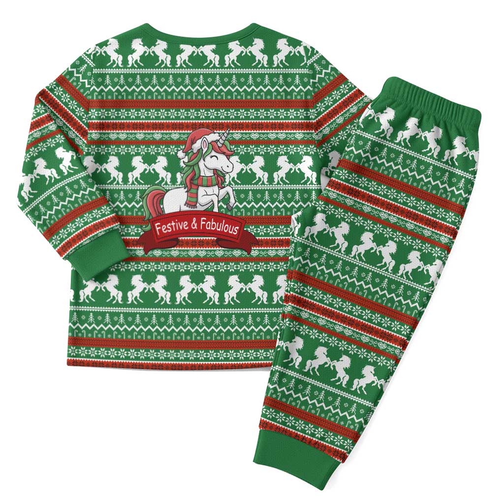 Unicorn Festive Fabulous Christmas Pajama Set Xmas Holiday Patterns - Wonder Print Shop