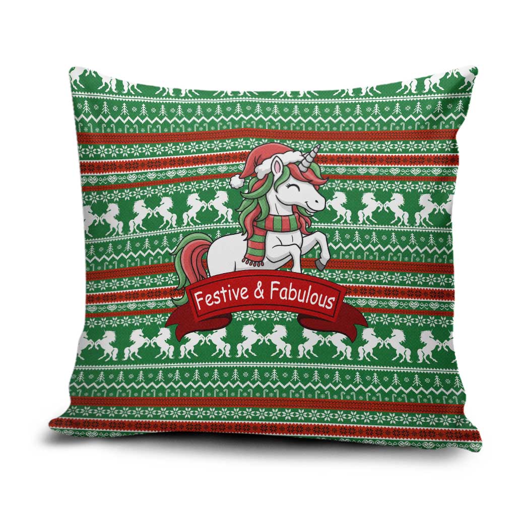 Unicorn Festive Fabulous Christmas Pillow Cover Xmas Holiday Patterns - Wonder Print Shop