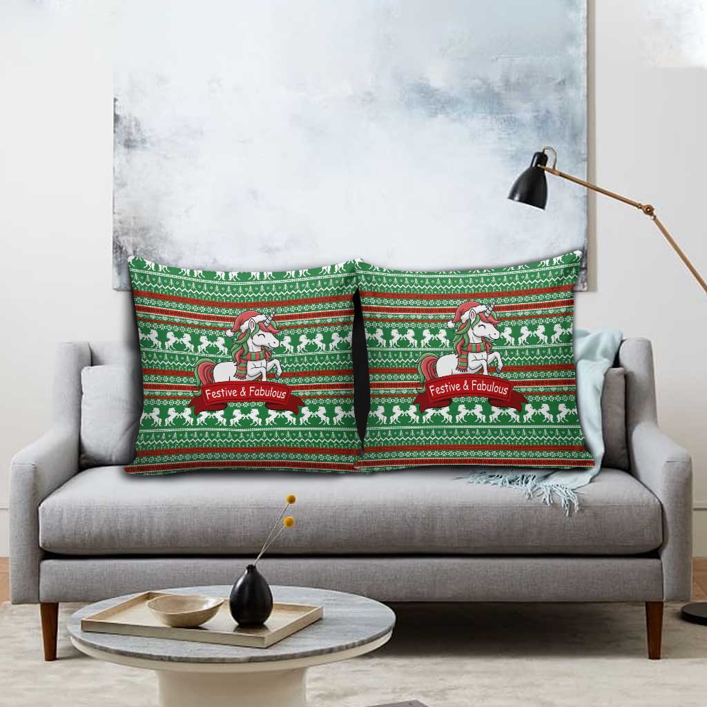 Unicorn Festive Fabulous Christmas Pillow Cover Xmas Holiday Patterns - Wonder Print Shop