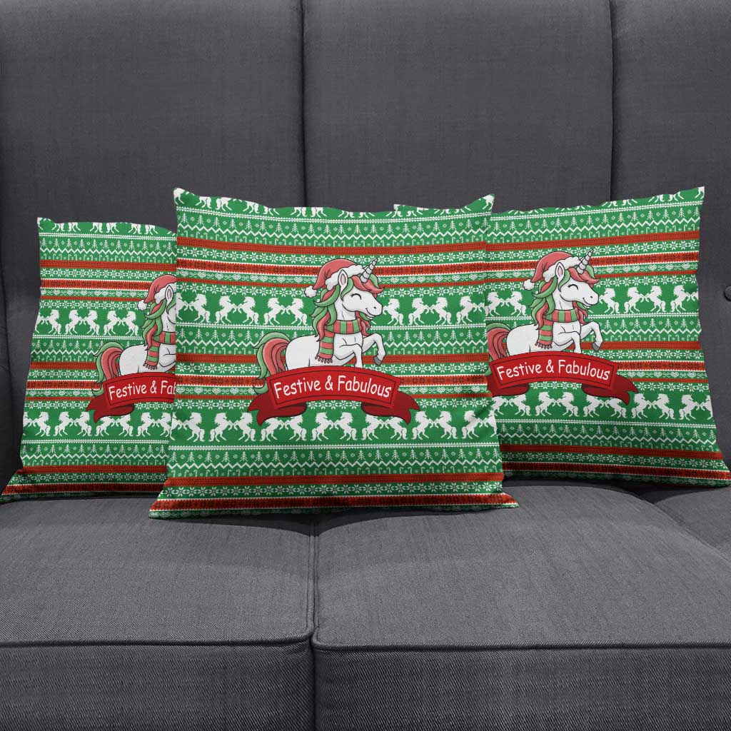 Unicorn Festive Fabulous Christmas Pillow Cover Xmas Holiday Patterns - Wonder Print Shop