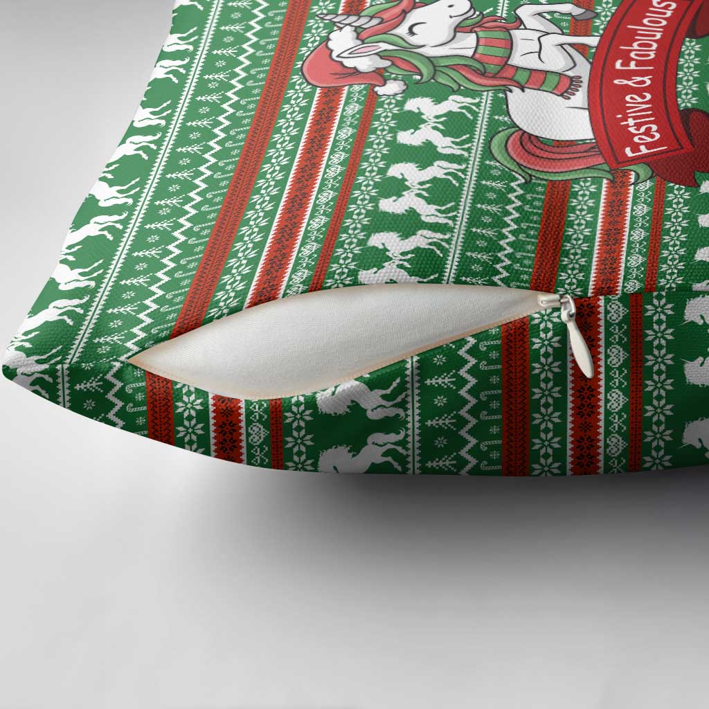 Unicorn Festive Fabulous Christmas Pillow Cover Xmas Holiday Patterns - Wonder Print Shop
