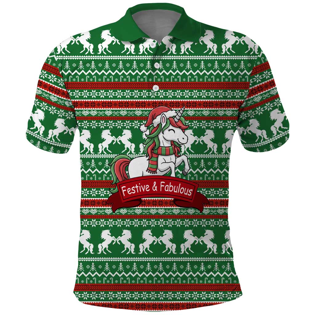 Unicorn Festive Fabulous Christmas Polo Shirt Xmas Holiday Patterns - Wonder Print Shop