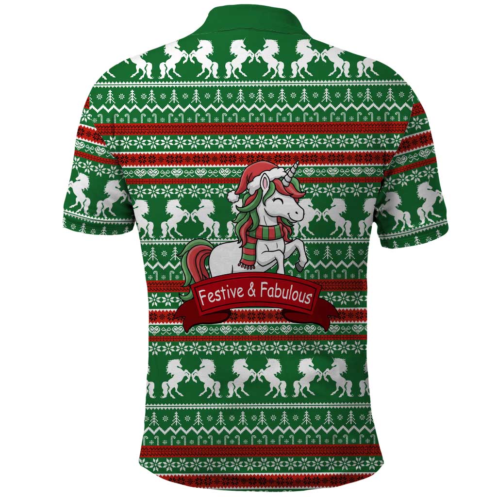 Unicorn Festive Fabulous Christmas Polo Shirt Xmas Holiday Patterns - Wonder Print Shop