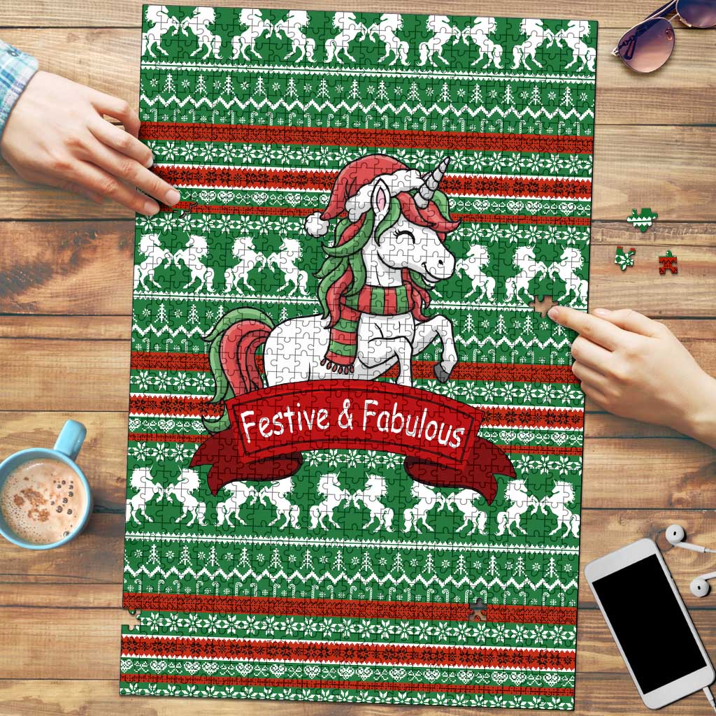 Unicorn Festive Fabulous Christmas Puzzle Xmas Holiday Patterns - Wonder Print Shop