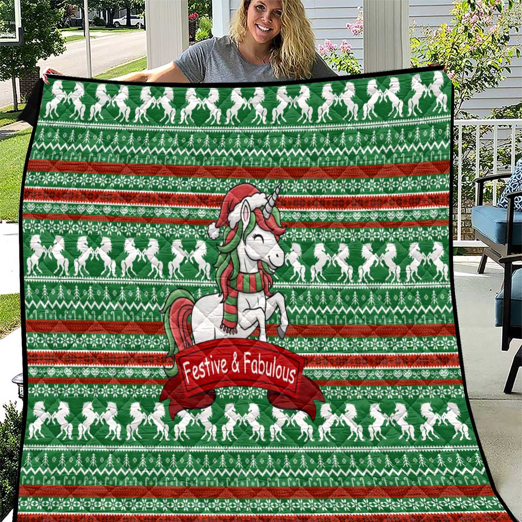 Unicorn Festive Fabulous Christmas Quilt Xmas Holiday Patterns - Wonder Print Shop