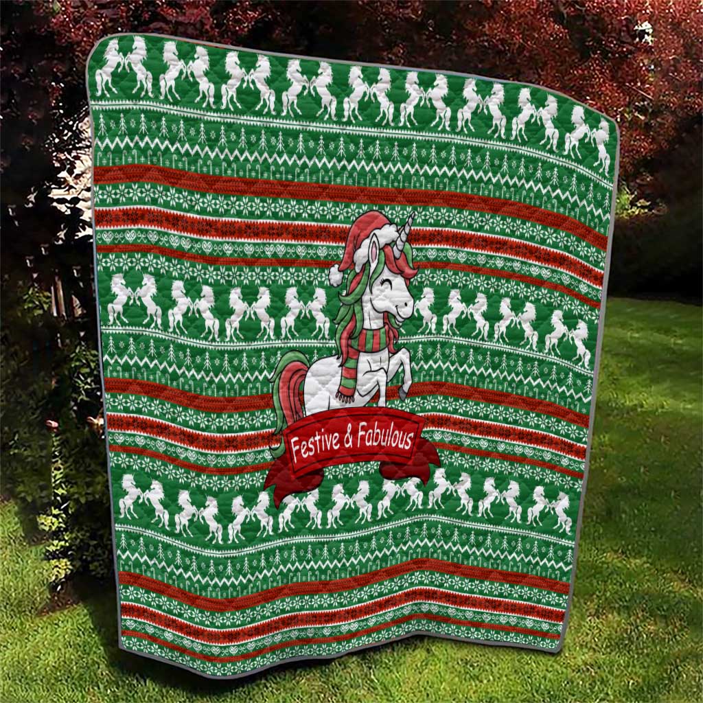 Unicorn Festive Fabulous Christmas Quilt Xmas Holiday Patterns - Wonder Print Shop