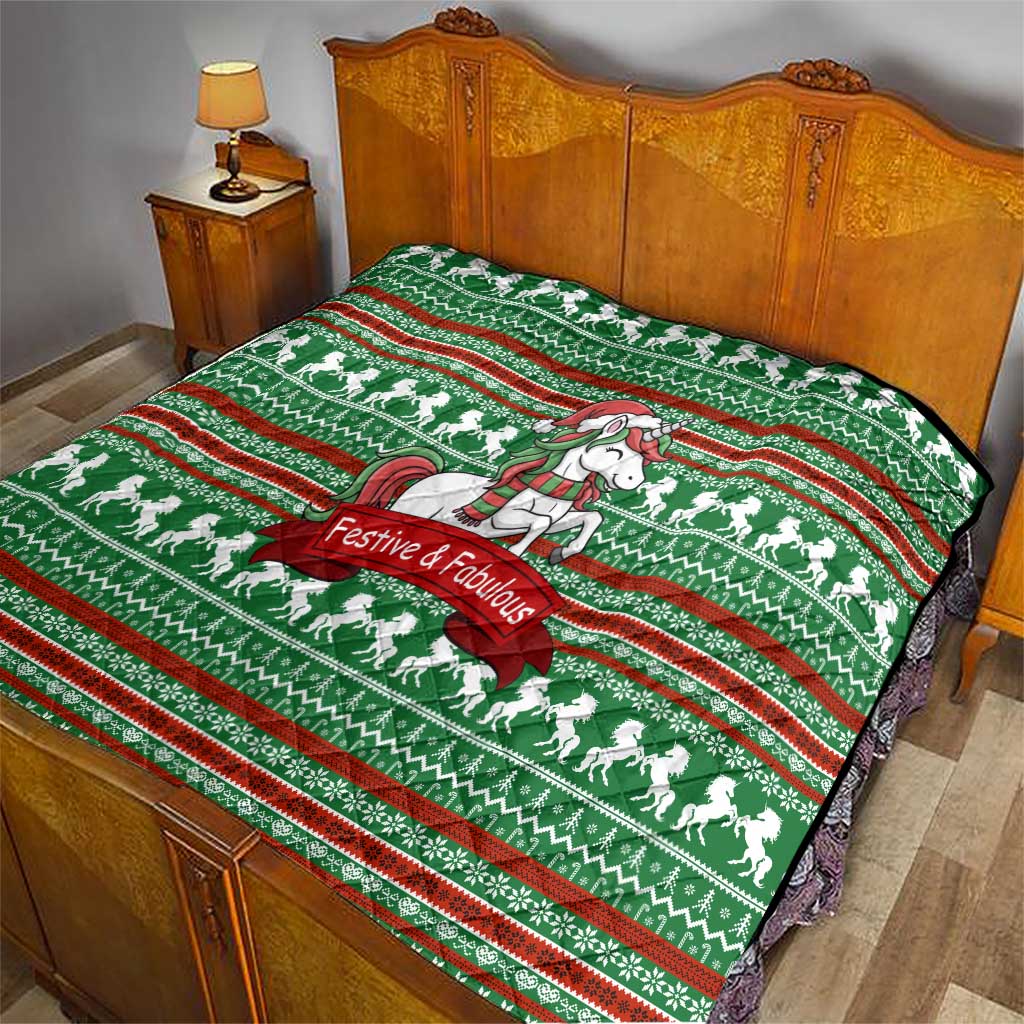 Unicorn Festive Fabulous Christmas Quilt Xmas Holiday Patterns - Wonder Print Shop