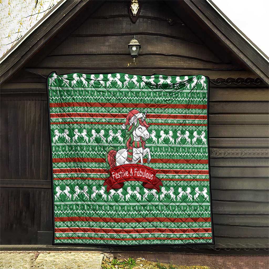 Unicorn Festive Fabulous Christmas Quilt Xmas Holiday Patterns - Wonder Print Shop