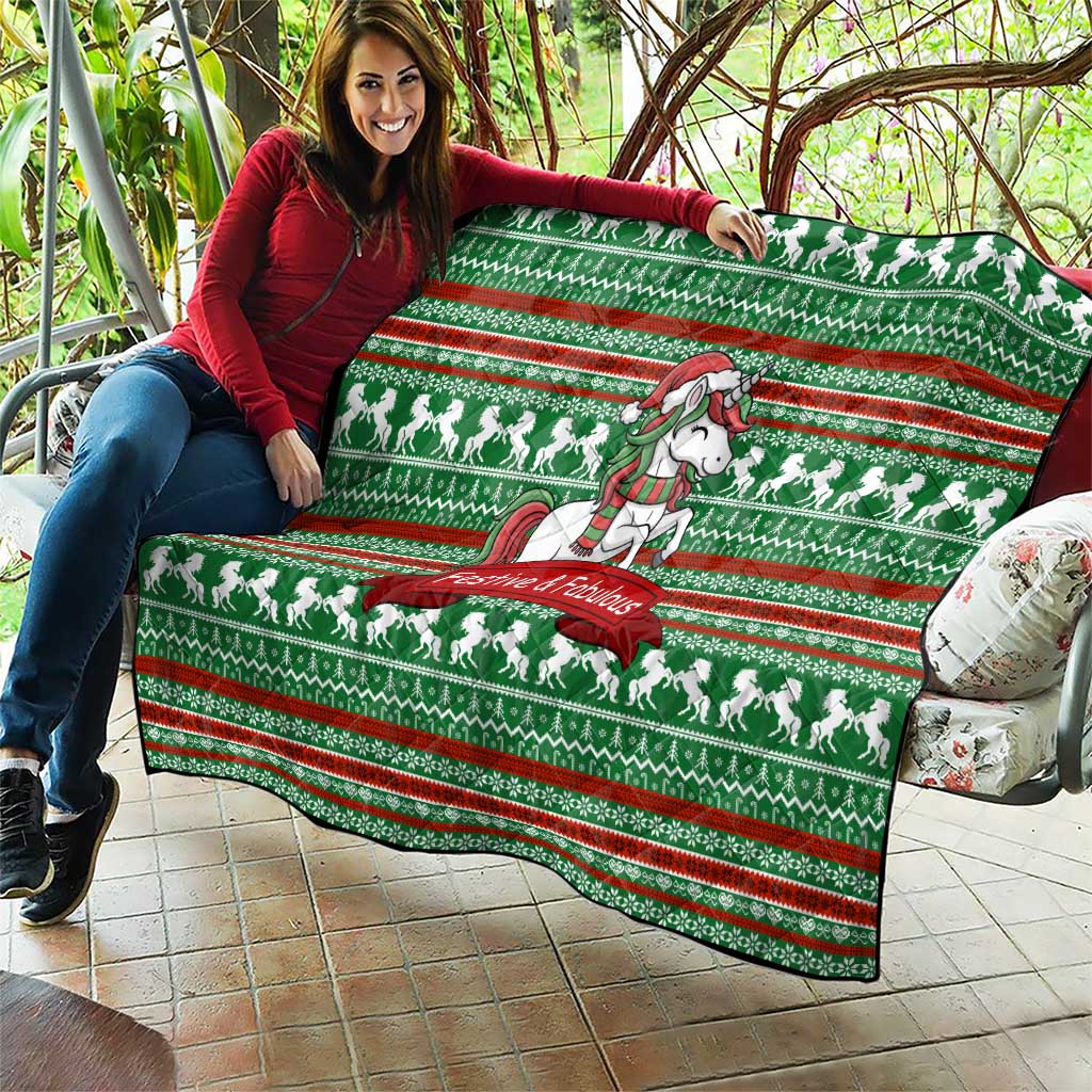 Unicorn Festive Fabulous Christmas Quilt Xmas Holiday Patterns - Wonder Print Shop