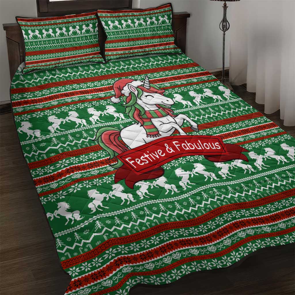 Unicorn Festive Fabulous Christmas Quilt Bed Set Xmas Holiday Patterns - Wonder Print Shop